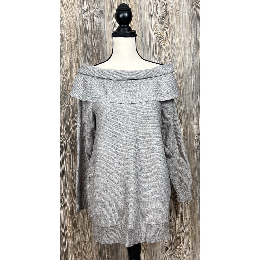 Seraphine Maternity Sweater Grey Knit Cowl Neck‎ MED Soft Cozy Warm Winter Chic